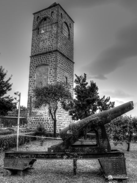 Clock tower of aya sofya in Trabzon