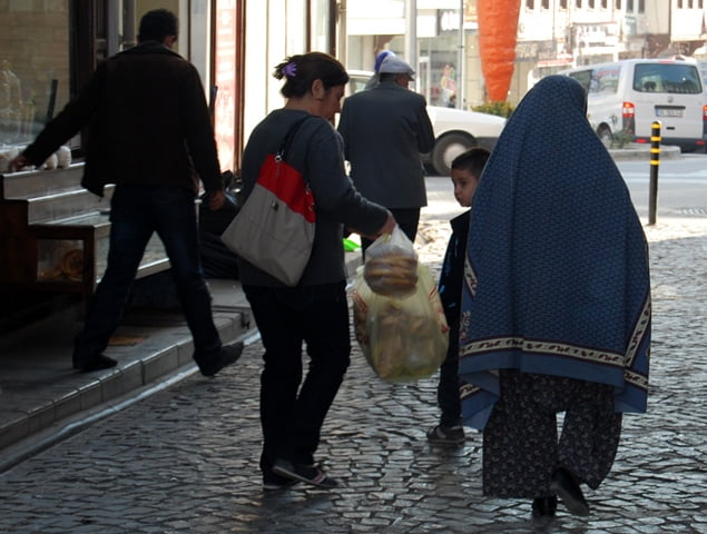 Veiled Turkish woman in Beypazari