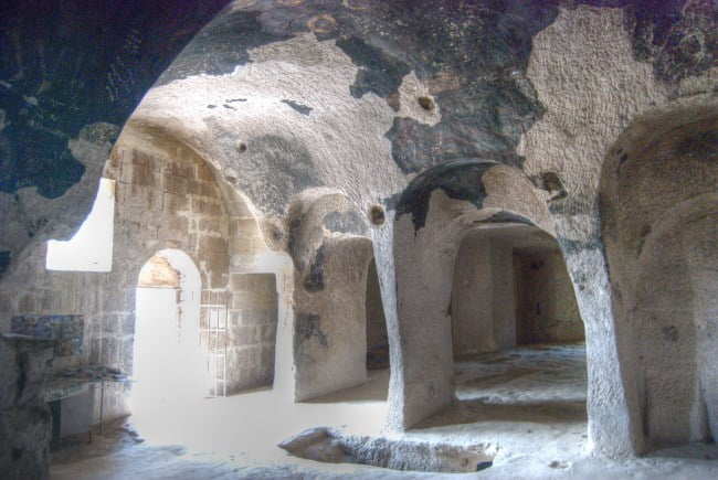 Inside Keslik Monastery in Cappadocia Turkey