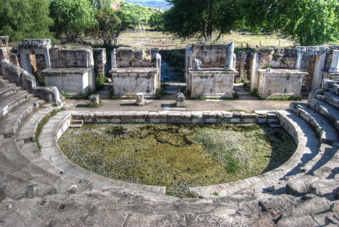 Roman Bouleuterion at Aphrodsias archaelogical site in Turkey