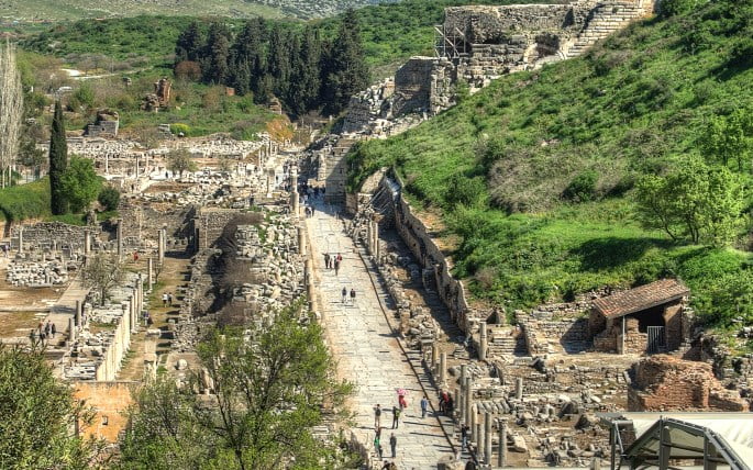 Marble-Street-of-the-ancient-city-of-Ephesus-in-Turkey